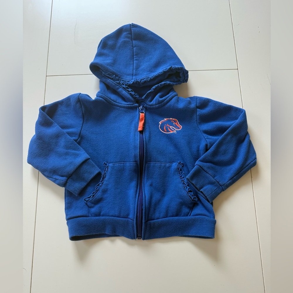 Boise State Broncos toddlers sweatshirt size 3T ruffle‎ detail blue orange